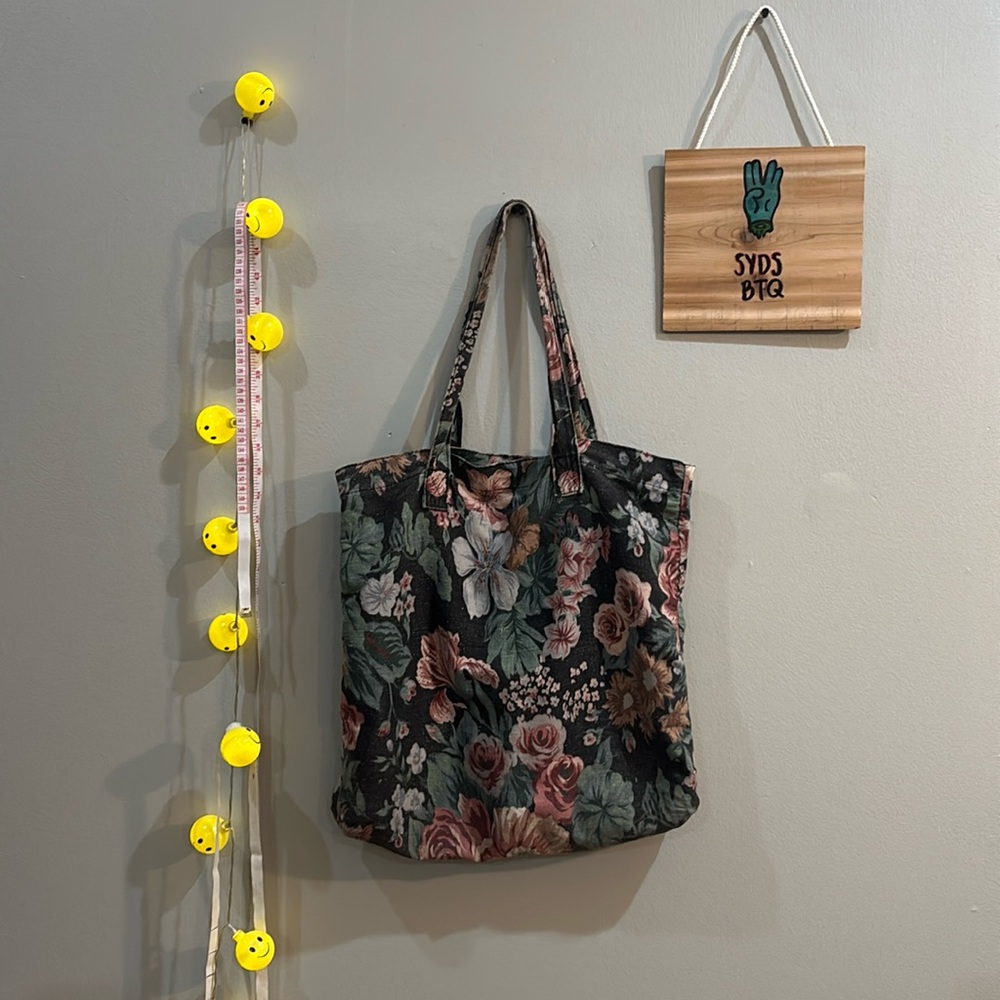 vintage floral tote bag